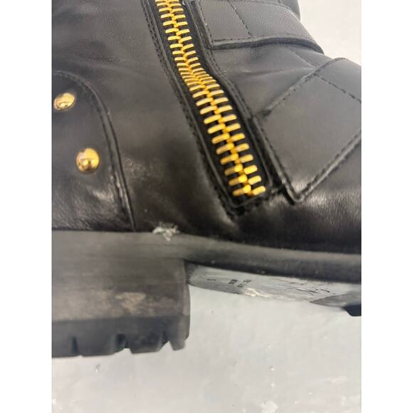 Giuseppe Zanotti Blk Leather Studded Moto Ankle Boots Women’s 6 IT36 Buckle Zip - Picture 8 of 16